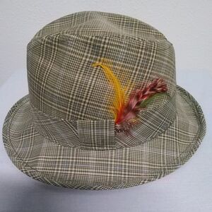 Stylish Plaid Fedora with Feather Accent